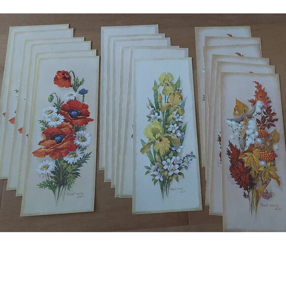 Vintage 60s Litho Print Set Lot 18 ROBERT LAESSIG MCM Autumn Bouquet Poppy Iris - Picture 1 of 4